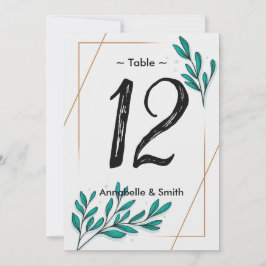 Grüne Blütengoldfolie Blätter Tischnummer