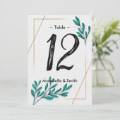 Grüne Blütengoldfolie Blätter Tischnummer (Stehend Vorderseite)
