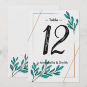 Grüne Blütengoldfolie Blätter Tischnummer (Vorne/Hinten)