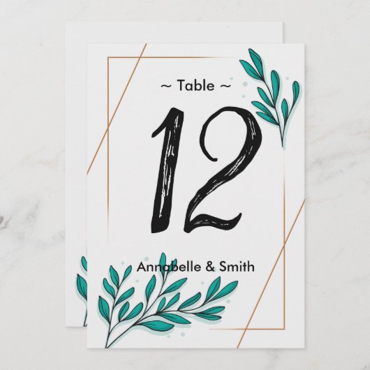 Grüne Blütengoldfolie Blätter Tischnummer (Vorne/Hinten)