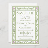 Grüne Blütenhochzeit Save The Date (Vorne/Hinten)