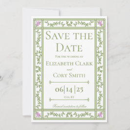 Grüne Blütenhochzeit Save The Date