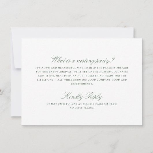 Grüne Blütennisternde Party Einladung (Rückseite)