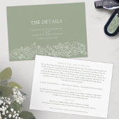 Grüne Blütenschmetterlinge Hochzeitsdetails Begleitkarte