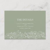 Grüne Blütenschmetterlinge Hochzeitsdetails Begleitkarte (Vorderseite)