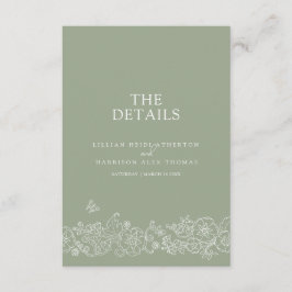 Grüne Blütenschmetterlinge Hochzeitsszenarien QR Begleitkarte