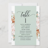 Grüne Blütensitzplan-Karten mit Gästennamen (Rückseite)