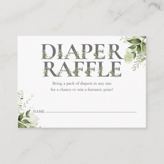 Grüne Blütenspulmaschine Raffle Babydusche Begleitkarte (Vorderseite)