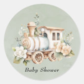 Grüne Blütenspur Babydusche Runder Aufkleber (Vorderseite)