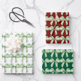 Grüne Bögen Packpapier. Geschenkverpackung. Geschenkpapier Set