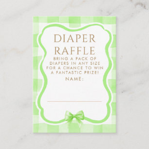 Grüne Bogen-Windel-Raffle-Baby-Shower-Tickets Begleitkarte