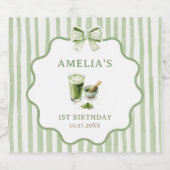 Grüne Bogenstreifen Matcha Geburtstag Schaumweinetikett (Einzelnes Label)