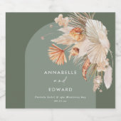 Grüne Bohemische Pampas botanische Rasenflächen Schaumweinetikett (Einzelnes Label)