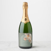 Grüne Bohemische Pampas botanische Rasenflächen Schaumweinetikett (Vorderseite)