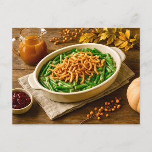 Grüne-Bohnen-Auflauf Thanksgiving-Postkarte Feiertagspostkarte