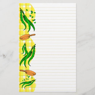 Grüne Bohnen Frittieren Pan Retro Lined Stationier Briefpapier