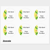 Grüne Bohnen Gelbe Karos - kundenspezifische Canni Runder Aufkleber (Blatt)