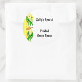 Grüne Bohnen Gelbe Karos - kundenspezifische Canni Runder Aufkleber (Tasche)