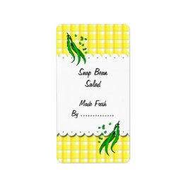 Grüne Bohnen Gelbe Karos Retro-Lebensmitteletikett Adressaufkleber