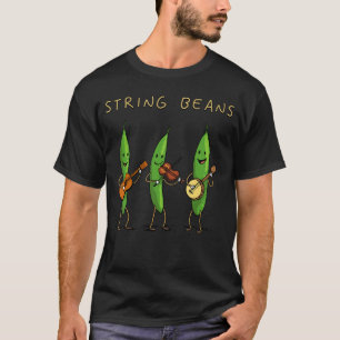 Grüne Bohnen Lustiger Gemüse Musik Pun Cartoon Ban T-Shirt