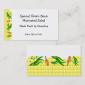 Grüne Bohnen Retro Rezept Tag Visitenkarten (Vorne/Hinten)