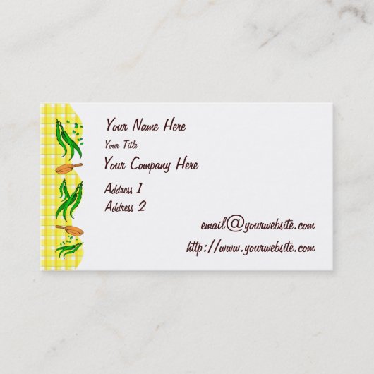 Grüne Bohnen zum Braten Pans Retro-Visitenkarten Visitenkarte (Vorderseite)