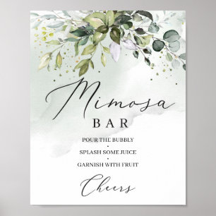 Grüne Boho-Blattpflanze Eukalyptus Mimosa Bar Schi Poster