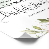 Grüne Boho Brautparty Begrüßungszeichen Poster (Ecke)