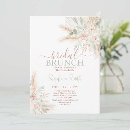 Grüne Boho Bridal Dusche Einladung (Stehend Vorderseite)