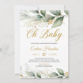 Grüne Boho eucalyptus Blätter oh Babydusche Einladung (Vorderseite)