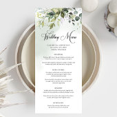 Grüne boho foliage eucalyptus Hochzeitsessen Menükarte