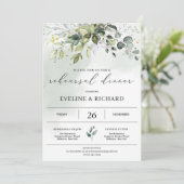 Grüne boho foliage eucalyptus Probe Abendessen Einladung (Stehend Vorderseite)
