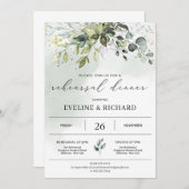 Grüne boho foliage eucalyptus Probe Abendessen Einladung (Vorne/Hinten)