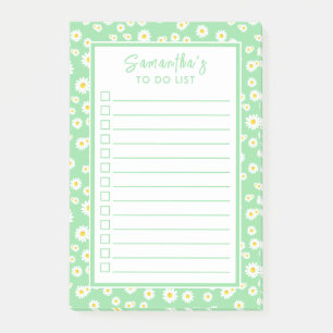 Grüne Boho-Frühlingsgänseblümchen To-Do-Liste Post-it Klebezettel