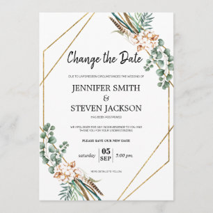 Grüne Boho Gliter Rahmen ändern Datum Einladung