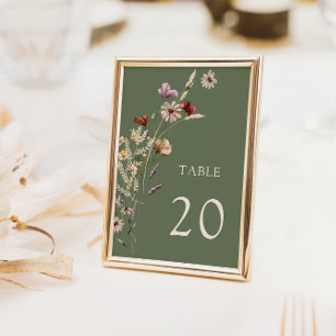 Grüne Boho-Hochzeitstischnummern