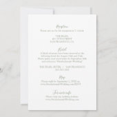 Grüne Boho Moderne Hochzeit auf zwei Seiten Einladung (Rückseite)