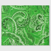 Grüne Boho schicke Retro Hippie-Paisley-Bandanna Geschenkpapier (Flach)