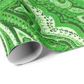 Grüne Boho schicke Retro Hippie-Paisley-Bandanna Geschenkpapier (Rolleneckpunkt)