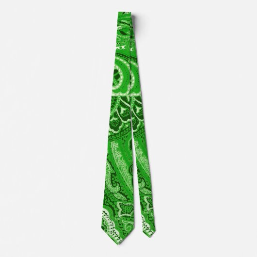 Grüne Boho schicke Retro Hippie-Paisley-Bandanna Krawatte (Vorderseite)