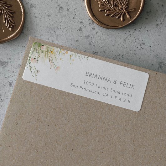 Grüne Boho-Wildblumen-Hochzeits-Adresse-Etikett