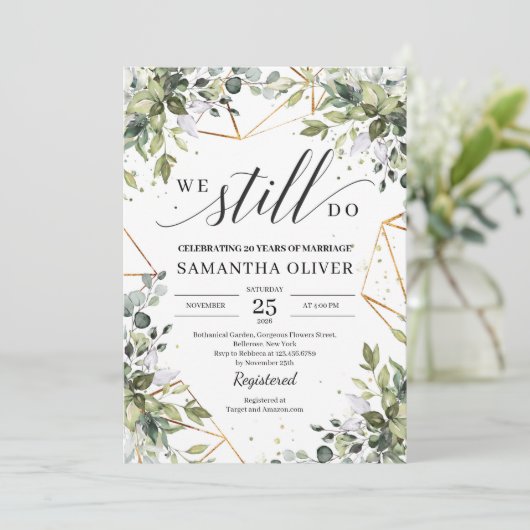 Grüne boho wir noch machen grünen Eukalyptus Gold Einladung (Stehend Vorderseite)