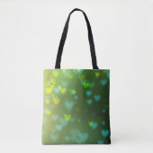 Grüne Bokeh hört Valentinstag Frühling Tasche (Vorderseite)