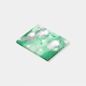 Grüne Bokeh Verzierungs-Ball-silberne Ren-Freude Post-it Klebezettel (angewinkelt)