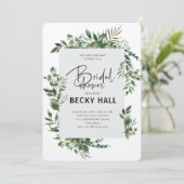 Grüne Border Bridal Dusche Einladung (Stehend Vorderseite)