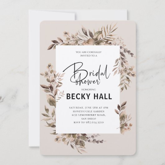 Grüne Border Bridal Dusche Einladung (Vorderseite)