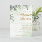 Grüne Botanicals-Adoption Kind/Babydusche Einladung (Stehend Vorderseite)
