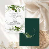 Grüne Botanicals Wasserfarbenkalligrafie Hochzeit Einladung