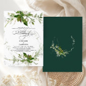 Grüne Botanicals Wasserfarbenkalligrafie Hochzeit Einladung