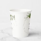 Grüne Botanicals Wasserfarbenkalligrafie Hochzeit Pappbecher (Links)